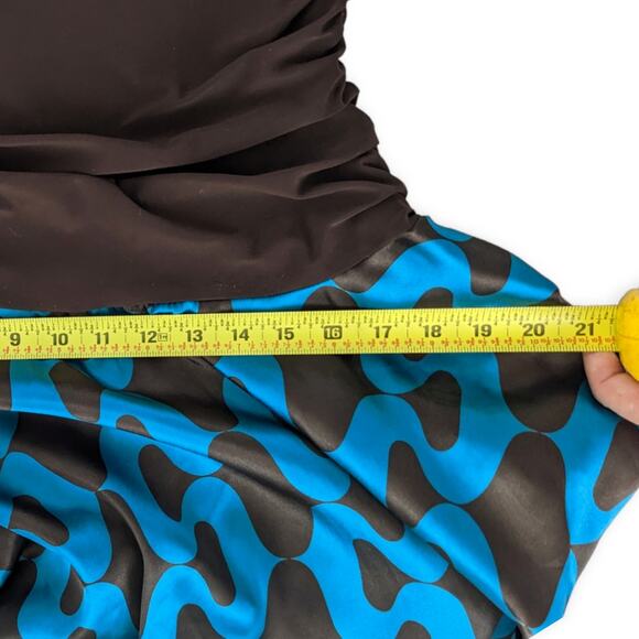 Ruched Y2K Ocean Ogee Scarf Hem Asymmetrical Satin Dress - Picture 8 of 12